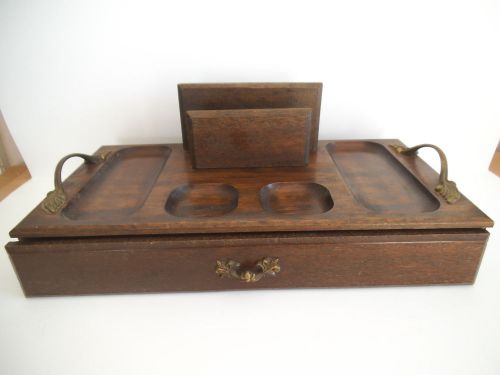 Vintage Wooden Desk Top Organizer with Drawer Royal London