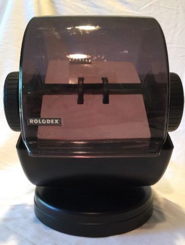 Black Rolodex NSW 24C With A-Z Index Cards And Blanks Swivel Base Tinted Cover