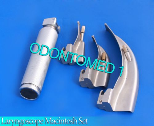 LARYNGOSCOPE MEDIUM HANDLE C + 3 MACINTOSH BLADE #0 + 1 + 4 ENT ANESTHESIA SET