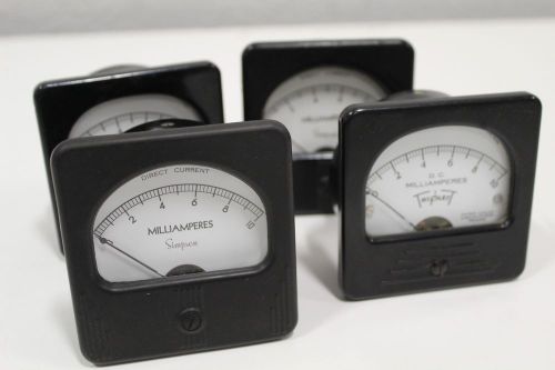 Lot of (4) Simpson Triplet Milliamperes Meter 0-10 D.C. 327-T +Free Expedited SH