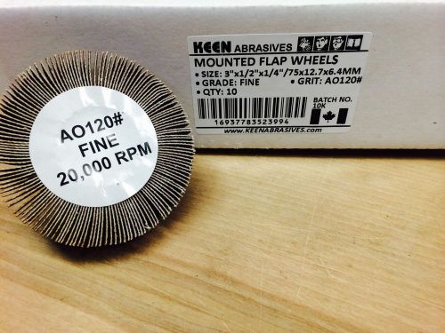 3&#034;x1/2&#034;x1/4&#034; MOUNTED FLAP WHEELS AO120 FINE GRIT KEEN (KN6-23994-10)