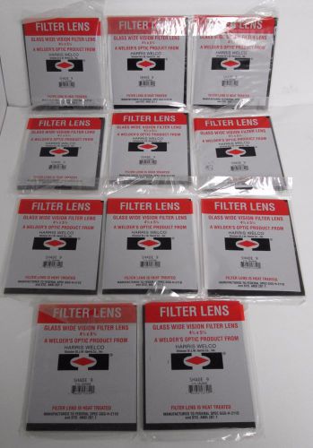 (11) Harris Welco Glass Welding Filter Lens Shade 9 4 1/2 &#034; x 5 1/4 &#034;