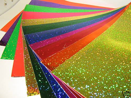 Glittering Sign Vinyl SAMPLE PACK 8&#034;x 12 inch sheets, Holographic Sequins