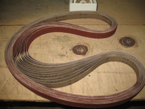 15 pc. lot- 1 x 72&#034; Knife Grinding Sanding Belt. 80 grit. Made in USA