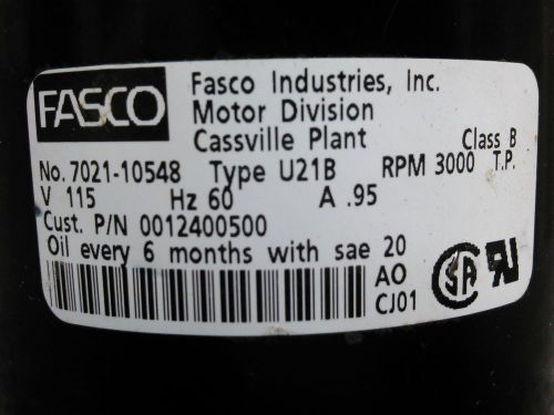 Fasco a.95 type u21b part no.7021-10548 draft inducer blower for sale