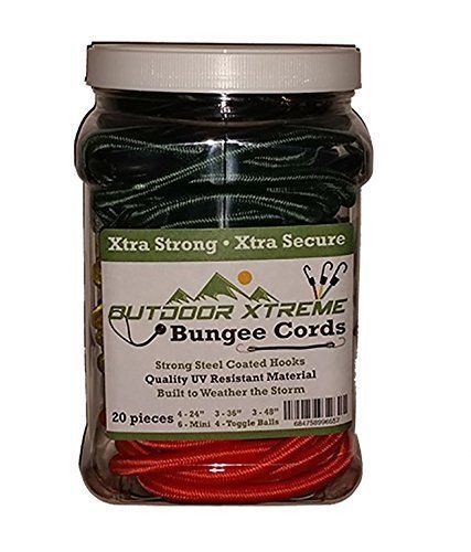 NEW Outdoor Xtreme Bungee Cords Assortment 20 Piece Premium Tie Down Set