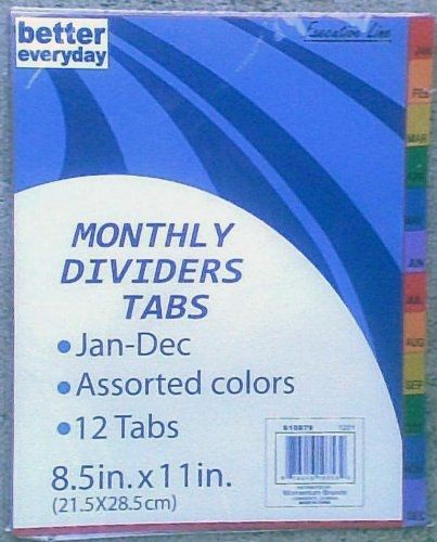 Momentum Brands 12 Month Binder Dividers - Jan Thru Dec