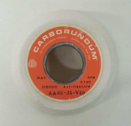 CARBORUNDUM GRINDING WHEEL AA60-J5-V40, 4&#034; x 1-1/2&#034; x 1-1/4&#034;,  RPM 5730