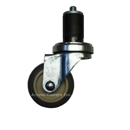 3extps-74 3&#034; swivel caster, gray tpr wheel, 1.030&#034; - 1.140&#034; expansion stem for sale