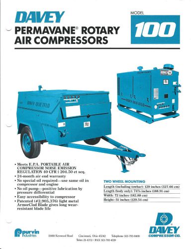 Equipment Brochure - Davey - 100 125 150 190 Air Compressors - 4 items (E3035)