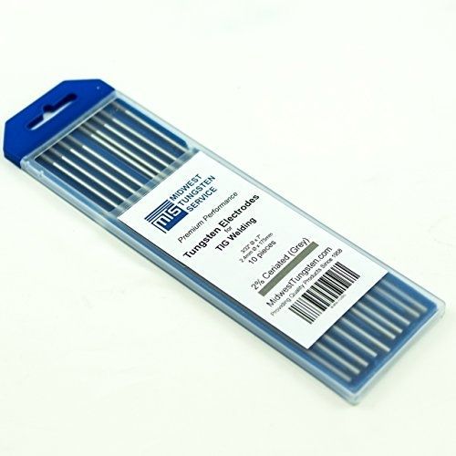 TIG Welding Tungsten Electrodes 2% Ceriated 3/32 X 7 (Grey, WC20) 10-Pack