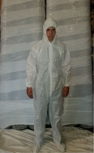 25 White Disposable Coverall SMS Bunny Suit Keystone CVL-SMS-B  SIze Large