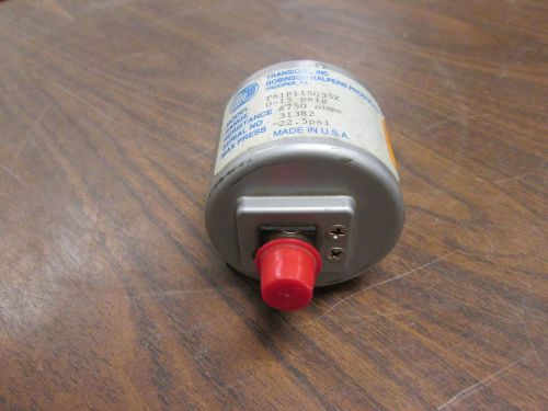 Transicoil Transducer P91P115G35Z Range:0-15 PSIG Resistance:4750 ohms Used