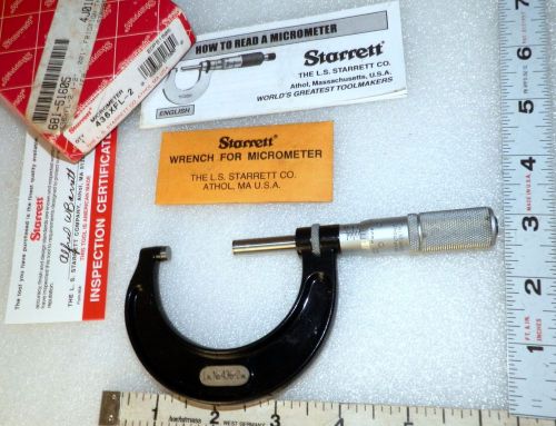 Ratcheting Micrometer 1&#034; - 2&#034;  0.001 Starrett 436xfl-2  excellent (  Loc 111  )