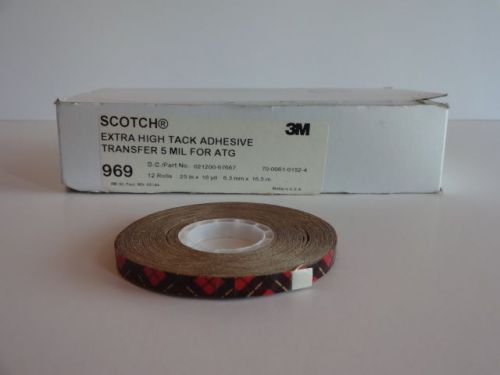 12 Roll Carton - 3M 969 1/4 in x 18 yards ATG Adhesive Transfer Tape