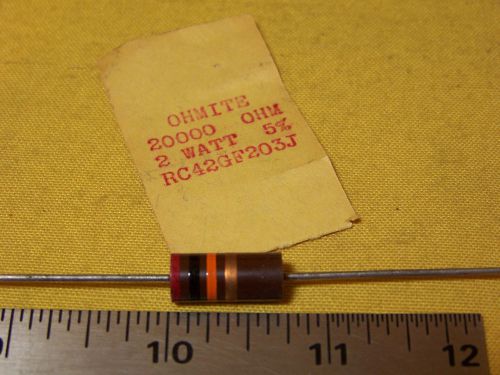 10 - Ohmite Resistor  20K Ohm 2 Watt  5% RC42GF203J Carbon Composition