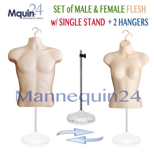2 flesh mannequins + 1 stand + 2 hangers: set of male &amp; female torso body forms for sale