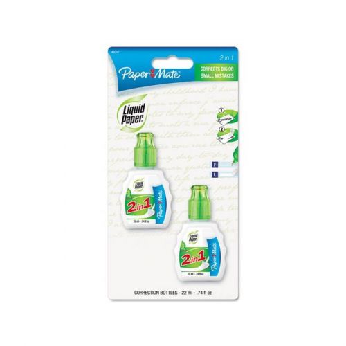 Liquid Paper 2-in-1 Correction Combo, 22 ml Bottle, White, 2/Pack, PK - PAP42032