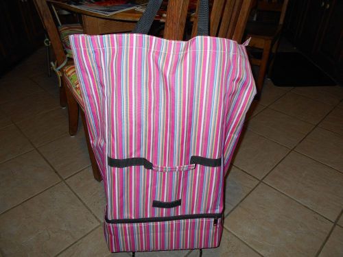 CANVAS WHEELED SHOPPING BAG (PUSH) COOLER AT BOTTOM 20X15X6&#034;