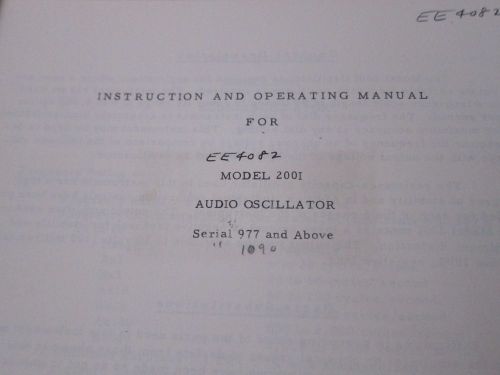 200I HP Audio Oscillator Operating Service Manual Schematics Guide 977+