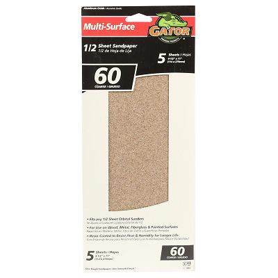 ALI INDUSTRIES 5-Pack 1/2-Sheet 60-Grit Sandpaper