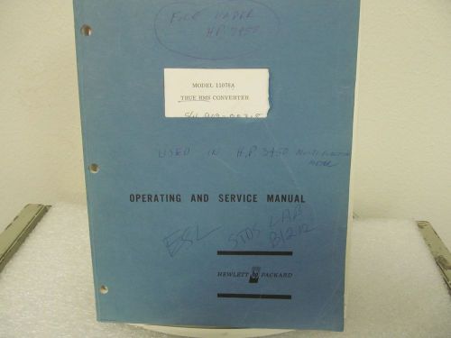 AGL/HP 11078A TRUE RMS CONVERTER OPERATING-SERVICE MANUAL/SCHEM/PARTS