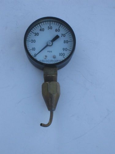 ASHCROFT PRESSURE GAUGE 0-100 PSIG 1/2&#034; NPT--2-3/4&#034; DIAMETER--HOSE FITTING ADDED