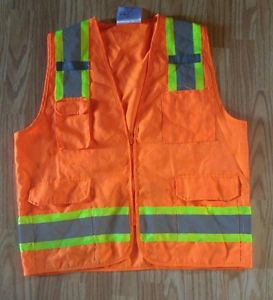 High visibility class 2 m-safe sz M ORANGE SAFETY VEST REFLECTIVE strip