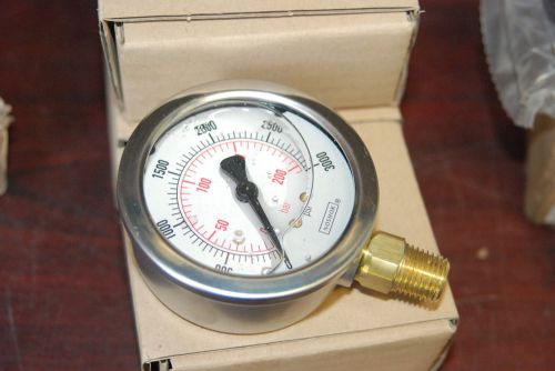 NOSHOK, 25-901, 3000 PSI/BAR, GAUGE, 1/4 NPT Bottom Conn,  NEW inBox