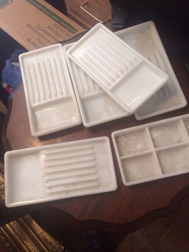 Lot Of 6 Porcelain Dental Trays