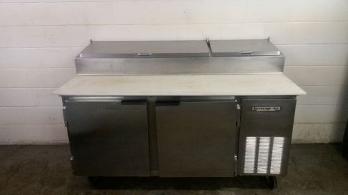 Beverage Air 67&#034; BKU-DP67 Refrigerated Raised Rail Pizza Prep Table 2 Door