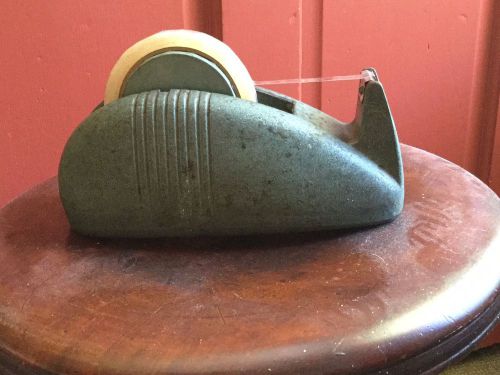 VINTAGE ART DECO SCOTCH GREEN&#034;whale tail&#034; cast iron tape dispenser