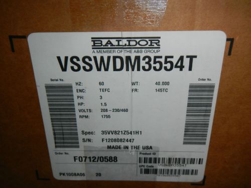 Baldor 1.5 Hp Stainless Steel C-Face Wash Down Motor 230-460V 3Ph 1755 Rpm