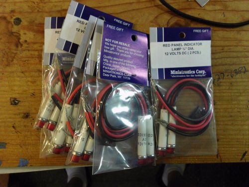 MINIATRONICS PANEL INDICATOR LAMPS 1/4&#034; DIA. LOT OF 13, 12 RED, 1 WHITE