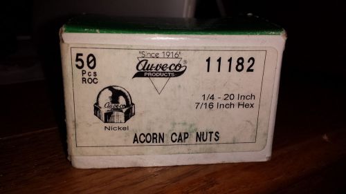 AU-VE-CO 11182 1/4&#034;-20 ACORN NUT (CAP NUT) NICKEL PLATED 50 PCS