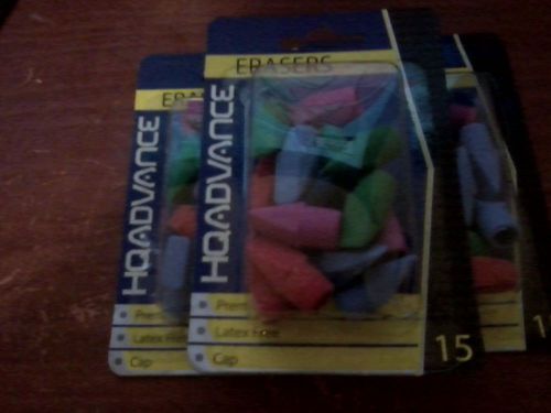 Brand new 3 pack of 15 erasers for pencils