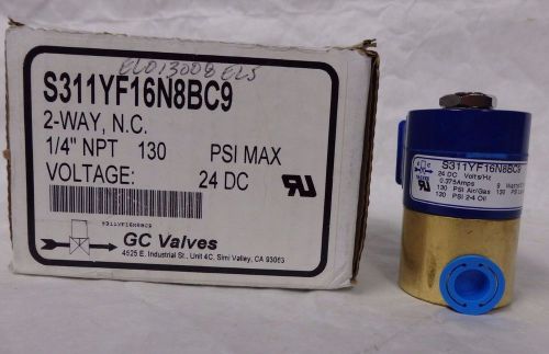 Gc valves 2-way nc solenoid valve 1/4&#034; npt 130 max psi 24 dc s311yf16n8bc9 brass for sale