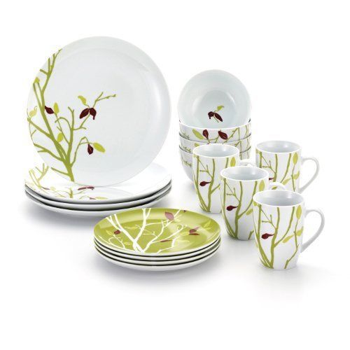 16 PC Dinnerware Set Changing Seasons Dinner Plate Salad Plate Cereal Bowl Mugs