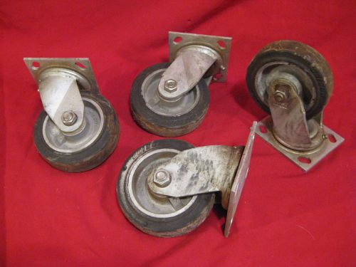 Four ballbearing Casters Colson 3 ser 4&#034; / Swivel / Rubber wheels