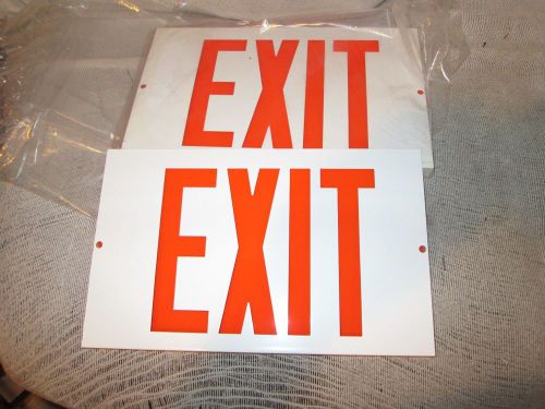 Metal exit sign cover lot of 2 with red insert 7 1/4&#034; x 11 new in bag mancave for sale