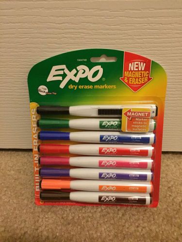 Expo magnetic dry erase markers with eraser, fine tip, assorted, 8-pack for sale