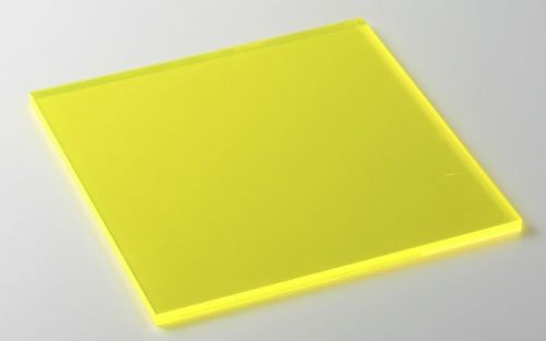 YELLOW FLUORESCENT ACRYLIC PLEXIGLASS 1/8&#034; X 8&#034; X12&#034; PLASTIC SHEET