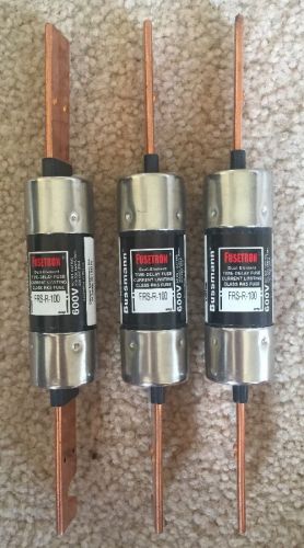 Lot Of 3 Bussmann FRS-R-100 Fuse 100Amp,600Volt, Dual Element Time Delay