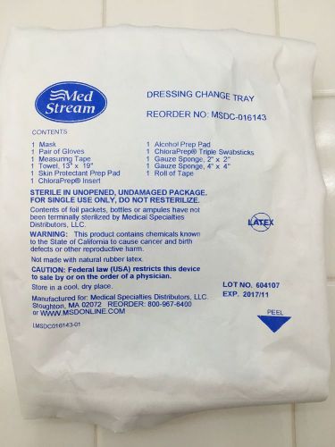 Med stream dressing change trays lot of 5, item: msdc-016143 includes chloraprep for sale