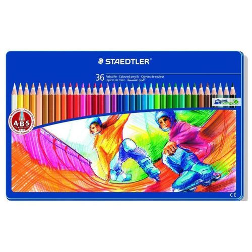 Staedtler Noris Club 36 Colors Pencils in Sport Design Tin Assorted 145 Spm36 CA