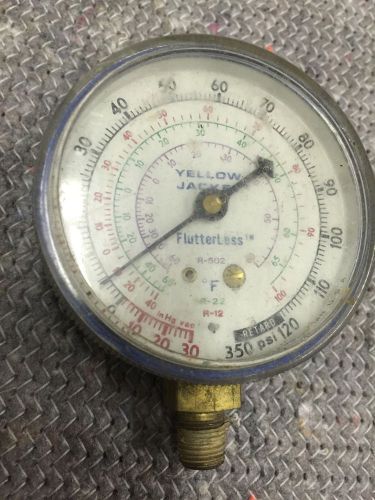 Yellow Jacket Flutterless R-502, R-22, R-12 350 PSI Blue Pressure Gauge