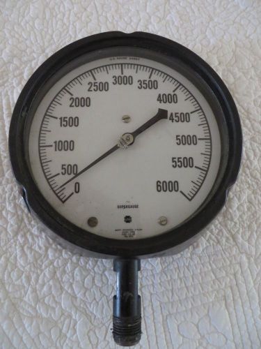 Usg supergauge air pressure gauge 0-6000 psi metal glass streampunk for sale