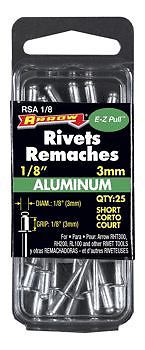 RIVET,SHORT ALUM 1/8X1/8 100PK