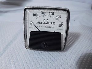 Vintage General Electric DC Milliamperes 0-500 Meter Type DW-91 Cat. 513X54