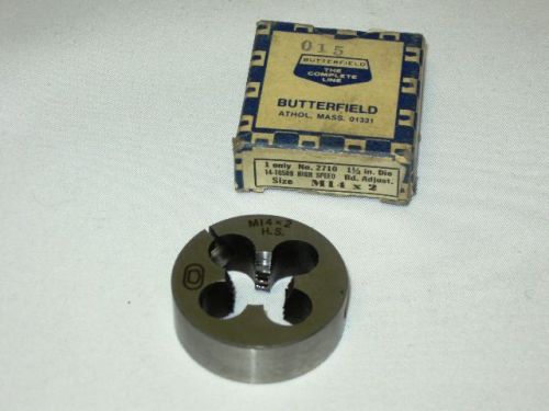 UNION BUTTERFIELD ROUND ADJUSTABLE DIE M14-2X1-1/2 OD #2710 HS 14-10589